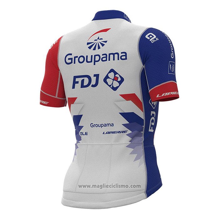 2022 Abbigliamento Ciclismo Groupama-FDJ Bianco Manica Corta e Salopette
